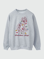 Brands In Grey Women Disney Lady & The Tramp Christmas Hugs Heather Sweatshirt - Image 3 of 4