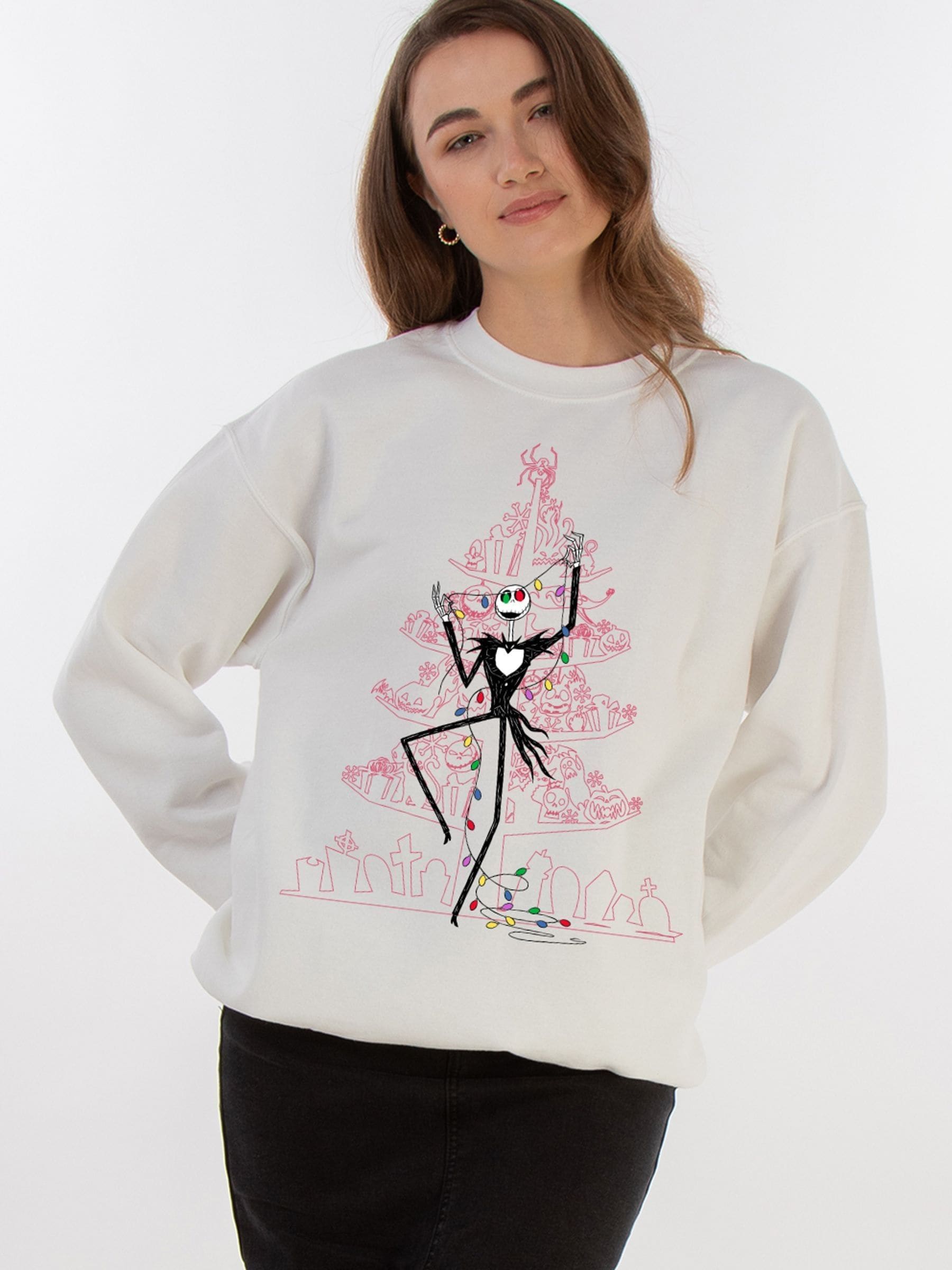 Buy Brands In White Women Disney The Nightmare Before Christmas Tree Sweatshirt from the Next UK online shop
