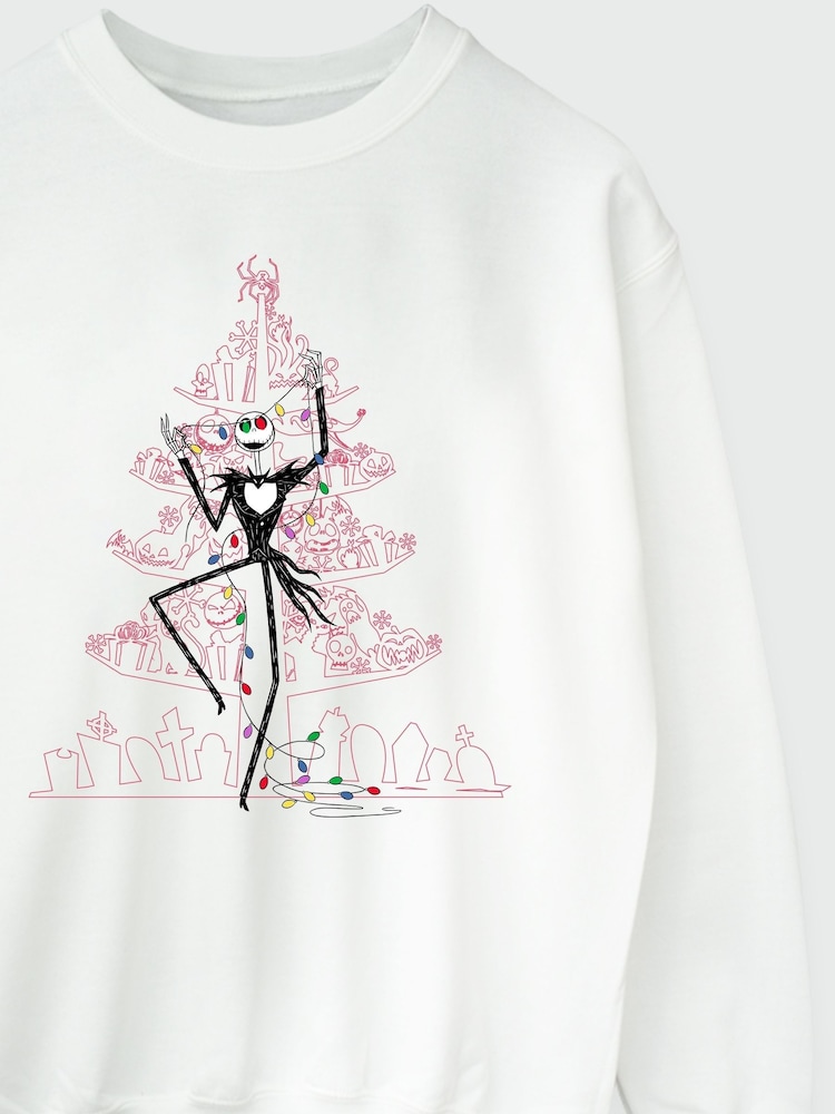 Brands In White Disney The Nightmare Before Christmas Tree Womens Sweatshirt - Image 4 of 4