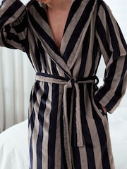 Chelsea Peers Blue Fleece Stripe Dressing Gown - Image 2 of 4
