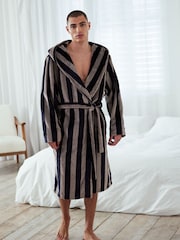Chelsea Peers Blue Fleece Stripe Dressing Gown - Image 3 of 4