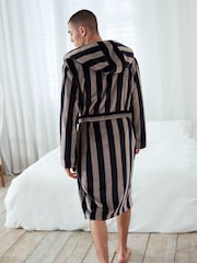 Chelsea Peers Blue Fleece Stripe Dressing Gown - Image 4 of 4