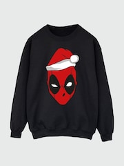 Brands In Black Marvel Deadpool Christmas Hat Men Sweatshirt - Image 3 of 4