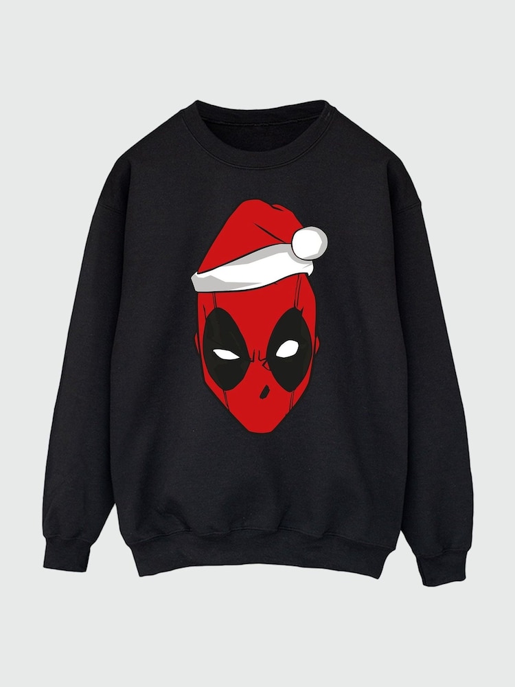 Brands In Black Marvel Deadpool Christmas Hat Men Sweatshirt - Image 3 of 4