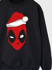 Brands In Black Marvel Deadpool Christmas Hat Men Sweatshirt - Image 4 of 4