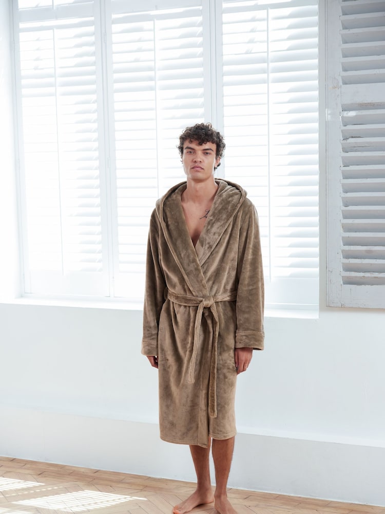 Chelsea Peers Brown Fleece Dressing Gown Dressing Gown - Image 1 of 5 Chelsea Peers Brown Fleece Dressing Gown Dressing Gown - Image 1 of 5