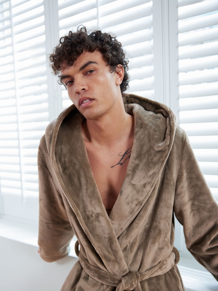 Chelsea Peers Brown Fleece Dressing Gown Dressing Gown - Image 5 of 5 Chelsea Peers Brown Fleece Dressing Gown Dressing Gown - Image 5 of 5