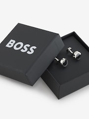 BOSS Black Enamel Insert Round Cufflinks - Image 2 of 2
