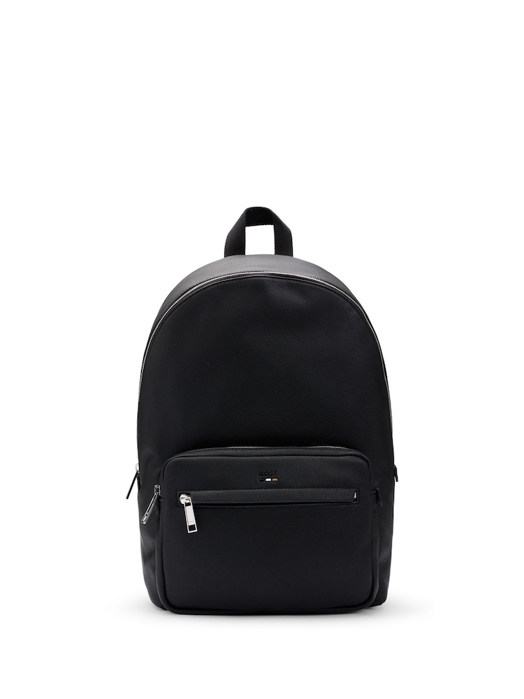 BOSS Black Grained Faux-Leather Backpack - Image 1 of 5