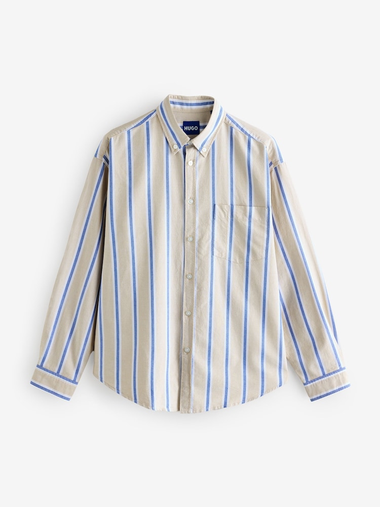 HUGO Natural Oversized fit Button Down Oxford 100% Cotton Shirt - Image 4 of 4