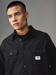 HUGO Black Hugo Logo Label Cotton Twill Shirt - Image 3 of 5