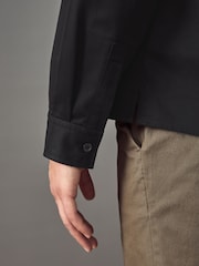 HUGO Black Hugo Logo Label Cotton Twill Shirt - Image 4 of 5