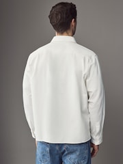 HUGO White Hugo Logo Label Cotton Twill Shirt - Image 2 of 5
