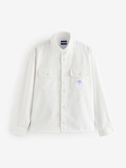 HUGO White Hugo Logo Label Cotton Twill Shirt - Image 5 of 5