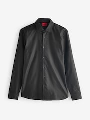 HUGO Black Checkerboard Print Slim Fit Cotton Jacquard Shirt - Image 6 of 6