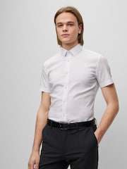 BOSS White Chrome Extra Slim Fit Stretch Poplin Shirt - Image 1 of 4