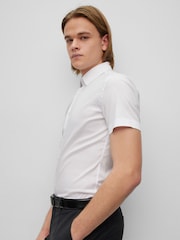 BOSS White Chrome Extra Slim Fit Stretch Poplin Shirt - Image 3 of 4