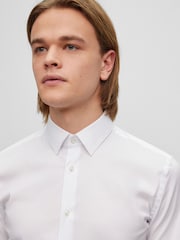 BOSS White Chrome Extra Slim Fit Stretch Poplin Shirt - Image 4 of 4