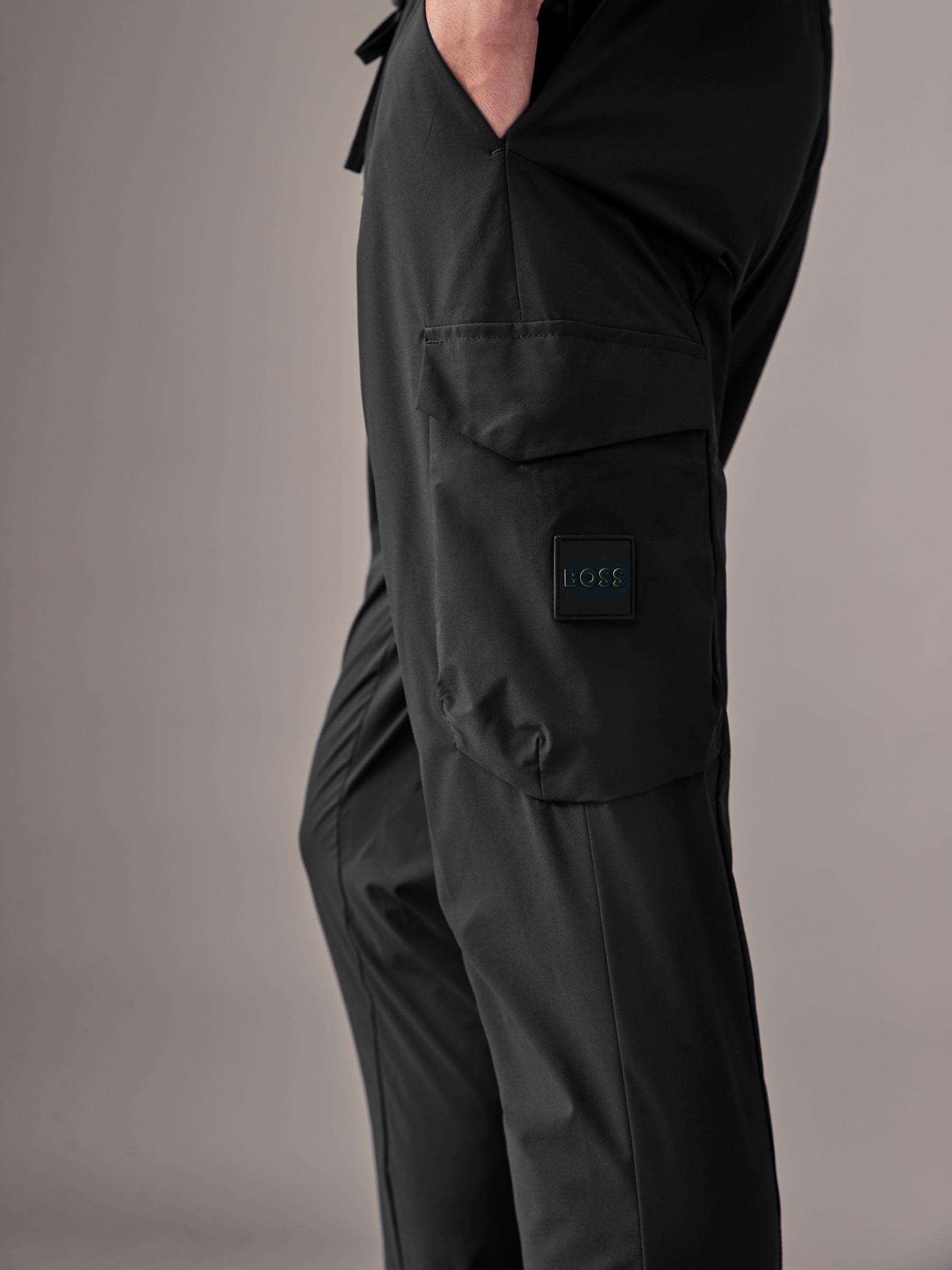 BOSS ブラック スラックス Buy BOSS Black Tapered-Fit Cargo Trousers from Next USA