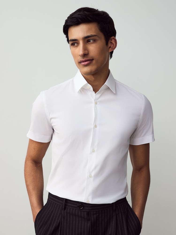 BOSS White Extra Slim Fit Stretch Poplin Shirt - Image 1 of 5