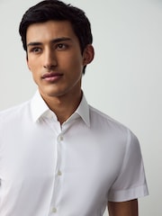 BOSS White Extra Slim Fit Stretch Poplin Shirt - Image 3 of 5