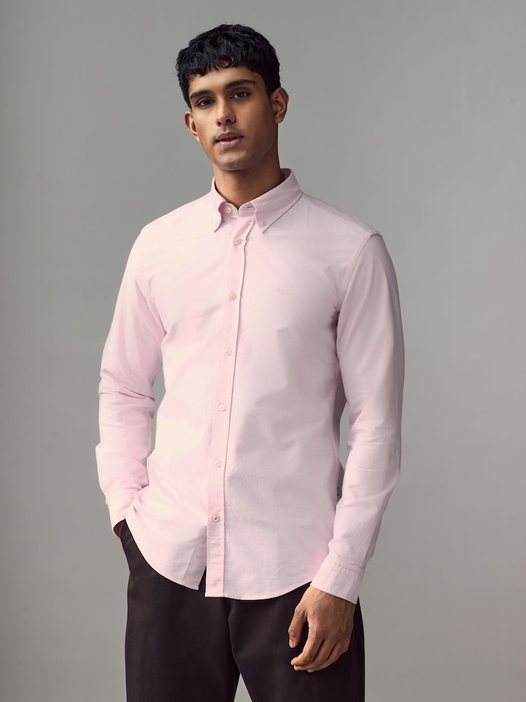 BOSS Pink Logo Detail Slim Fit Shirt - Image 1 of 5