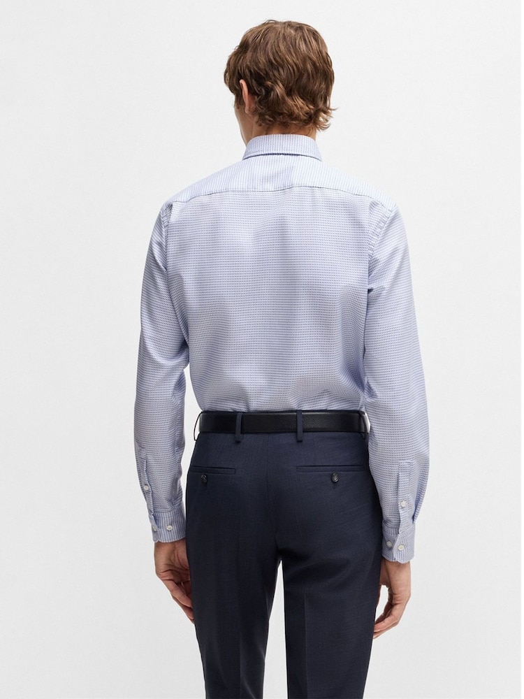 BOSS Blue Casual Fit Patterned Shirt - Image 4 of 6