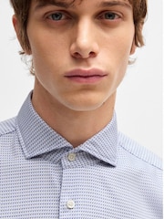 BOSS Blue Casual Fit Patterned Shirt - Image 5 of 6