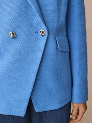 BOSS Blue Tweed Slim Fit Blazer Jacket - Image 4 of 5