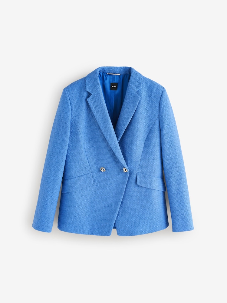 BOSS Blue Tweed Slim Fit Blazer Jacket - Image 5 of 5