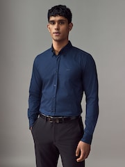 BOSS Blue Logo Detail Slim Fit Shirt - Image 1 of 5