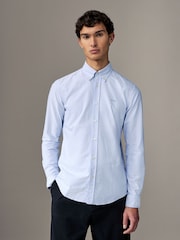 BOSS Blue/White Logo Detail Slim Fit Shirt - Image 1 of 6