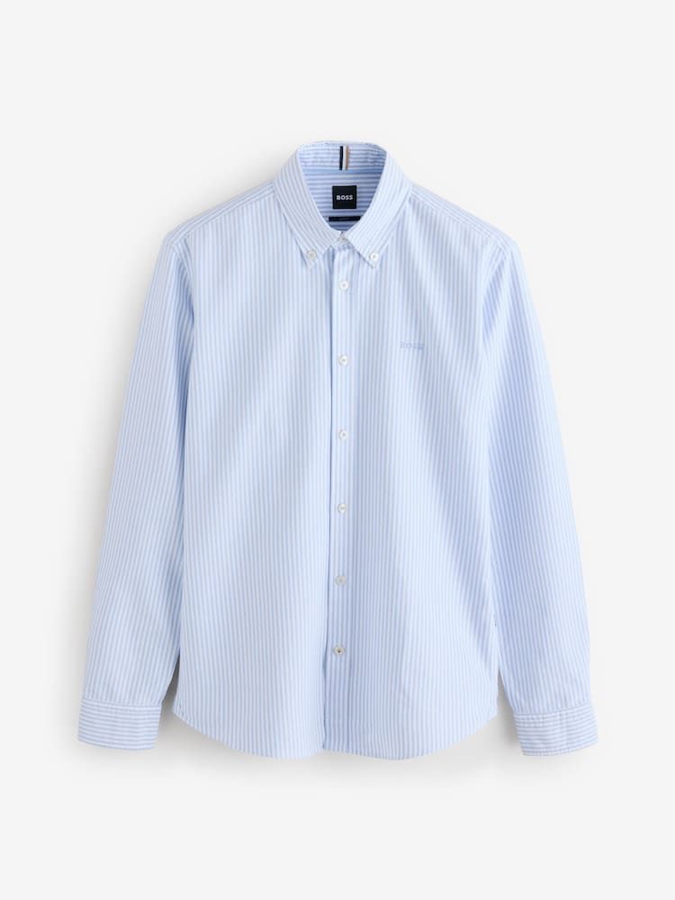 BOSS Blue/White Logo Detail Slim Fit Shirt - Image 6 of 6 BOSS Blue/White Logo Detail Slim Fit Shirt - Image 6 of 6