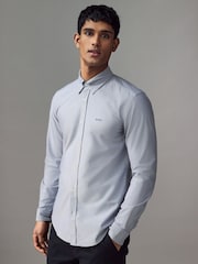 BOSS Blue Logo Detail Slim Fit Shirt - Image 1 of 5