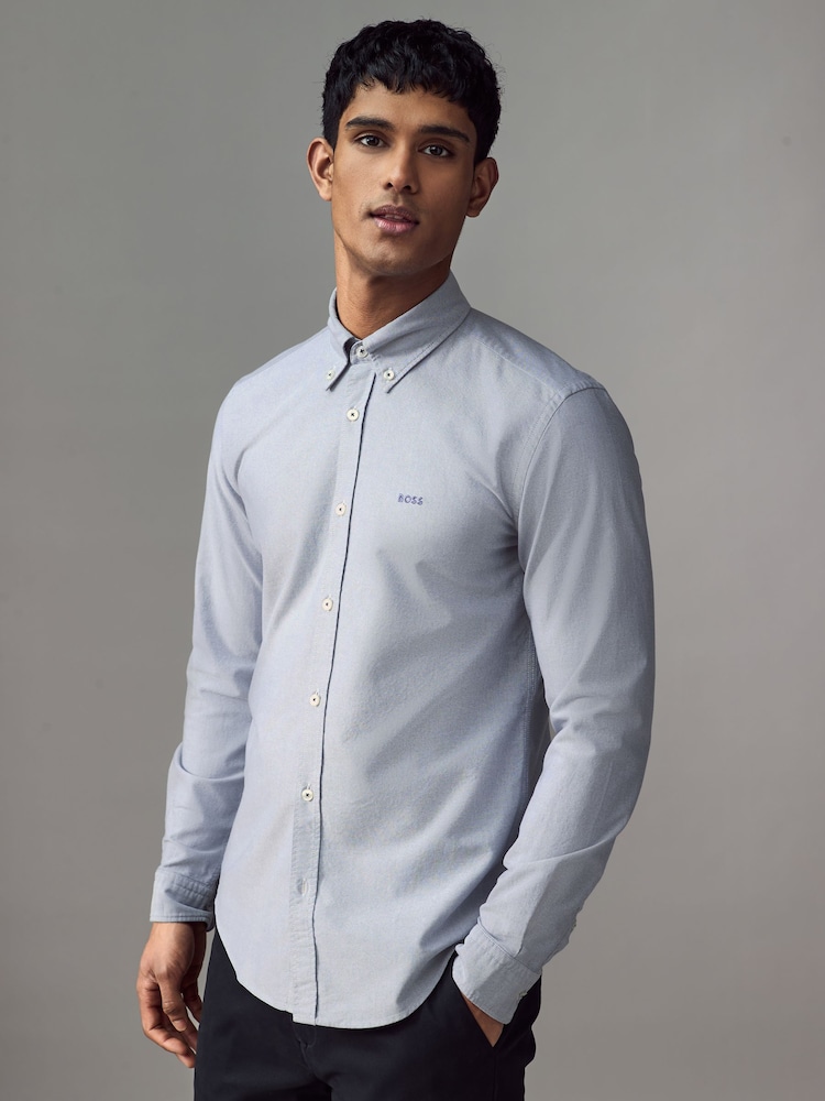 BOSS Blue Logo Detail Slim Fit Shirt - Image 1 of 5