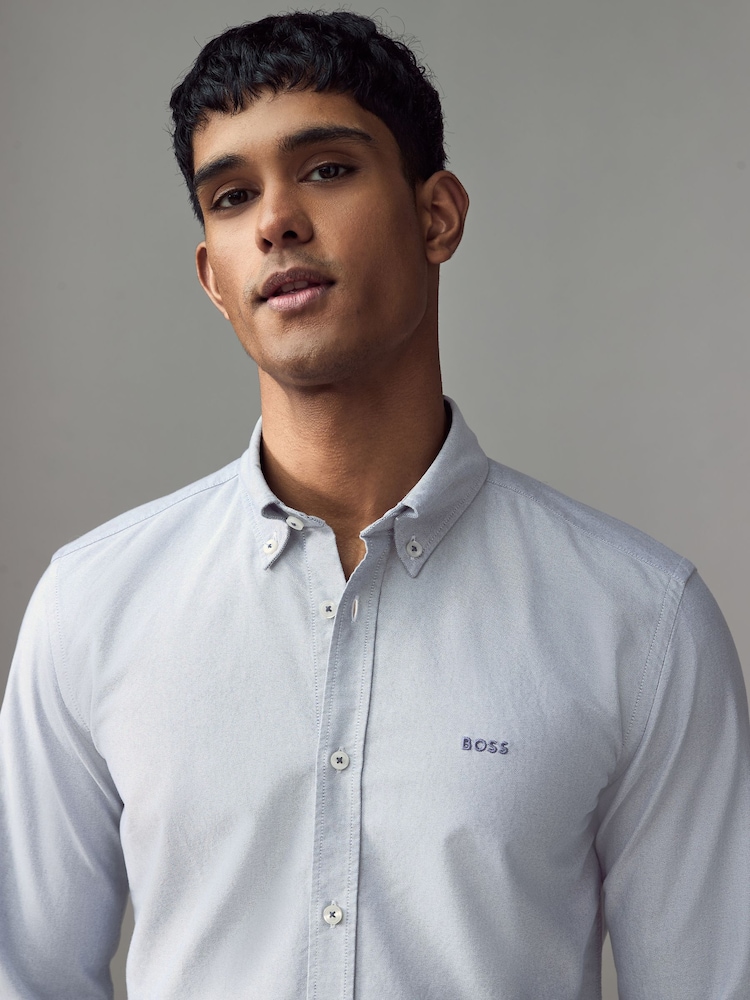 BOSS Blue Logo Detail Slim Fit Shirt - Image 3 of 5