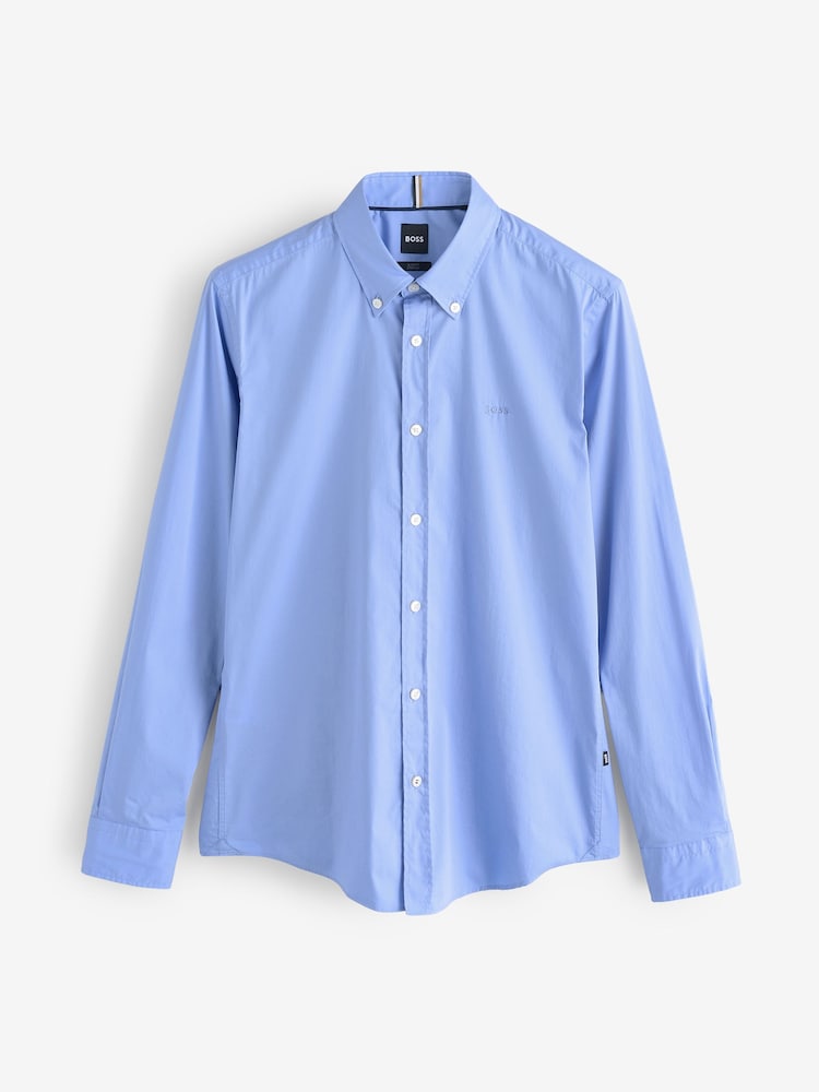 BOSS Blue/white Logo Detail Slim Fit Shirt - Image 4 of 4 BOSS Blue/white Logo Detail Slim Fit Shirt - Image 4 of 4