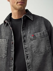 HUGO Grey Patch Pockets Oversized Fit Denim Shirt - Image 3 of 4