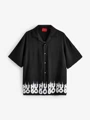 HUGO Black Oversized Fit Shirt With Smoke Logo-Print Hem - Image 5 of 5