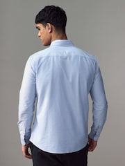 BOSS Blue/White Logo Detail Slim Fit Shirt - Image 2 of 5