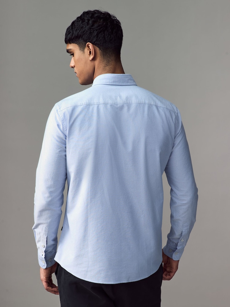 BOSS Blue/White Logo Detail Slim Fit Shirt - Image 2 of 5