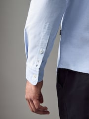 BOSS Blue/White Logo Detail Slim Fit Shirt - Image 4 of 5