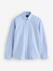 BOSS Blue/White Logo Detail Slim Fit Shirt - Image 5 of 5