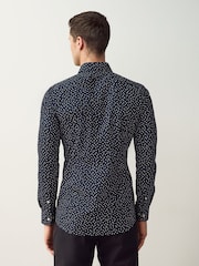 BOSS Blue Slim Fit Floral Print Stretch Cotton Shirt - Image 2 of 5