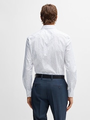 BOSS Blue Light Slim Fit Floral Print Stretch Cotton Shirt - Image 2 of 5