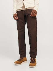 JACK & JONES Brown Relaxed Fit Cargo 100% Cotton Trousers - Image 3 of 7