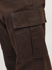 JACK & JONES Brown Relaxed Fit Cargo 100% Cotton Trousers - Image 7 of 7