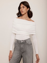 Mint Velvet Cream Knit Bardot Jumper - Image 2 of 4