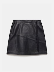 Mint Velvet Black Leather Fringe Mini Skirt - Image 3 of 4