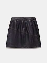 Mint Velvet Black Leather Fringe Mini Skirt - Image 4 of 4